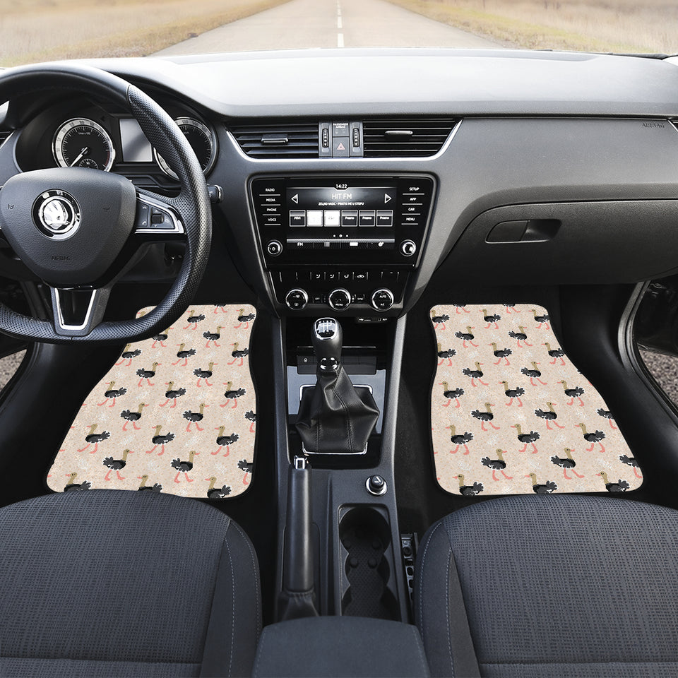 Ostrich Pattern Print Design 05 Front and Back Car Mats