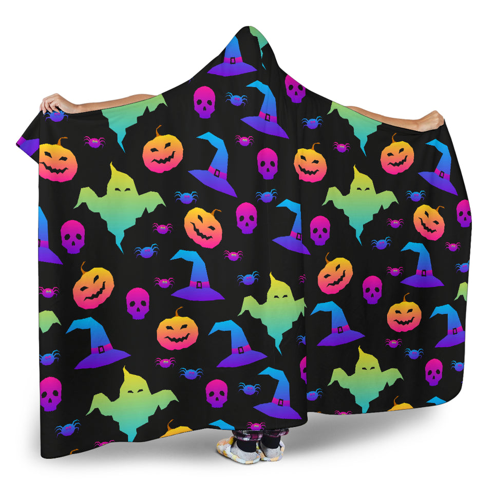 Colorful Halloween Background Hooded Blanket