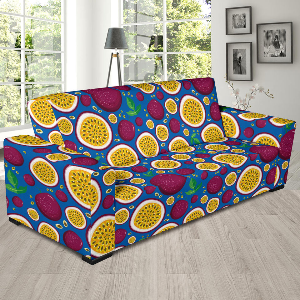 Passion Fruit Blue Background Sofa Slipcover