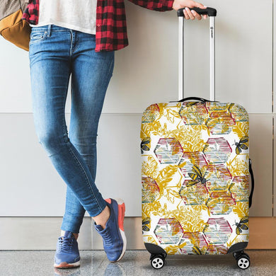 Cool Bee Honeycomb Leaves Pattern Cabin Suitcases Luggages