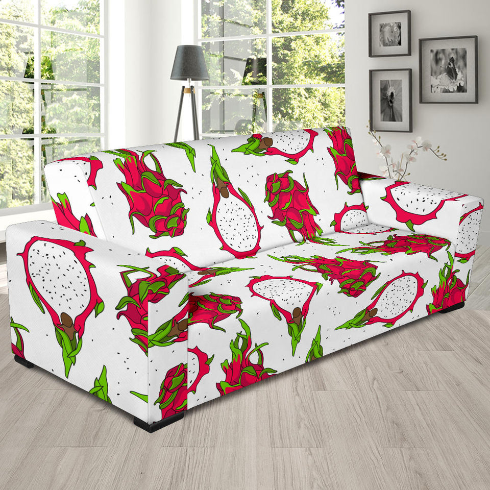 Dragon Fruits White Background Sofa Slipcover