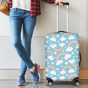 Cute Rainbow Clound Star Pattern Blue Background Cabin Suitcases Luggages