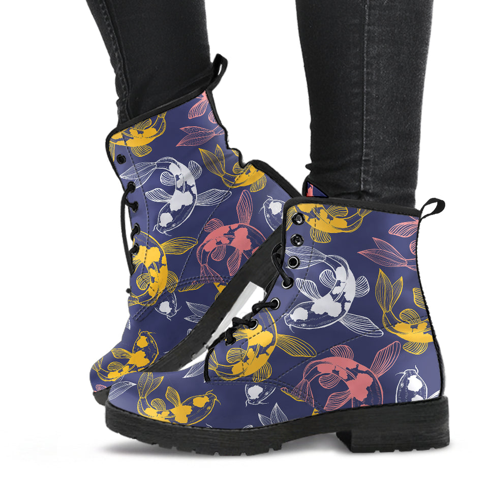 Koi Fish Carp Fish Pattern Leather Boots