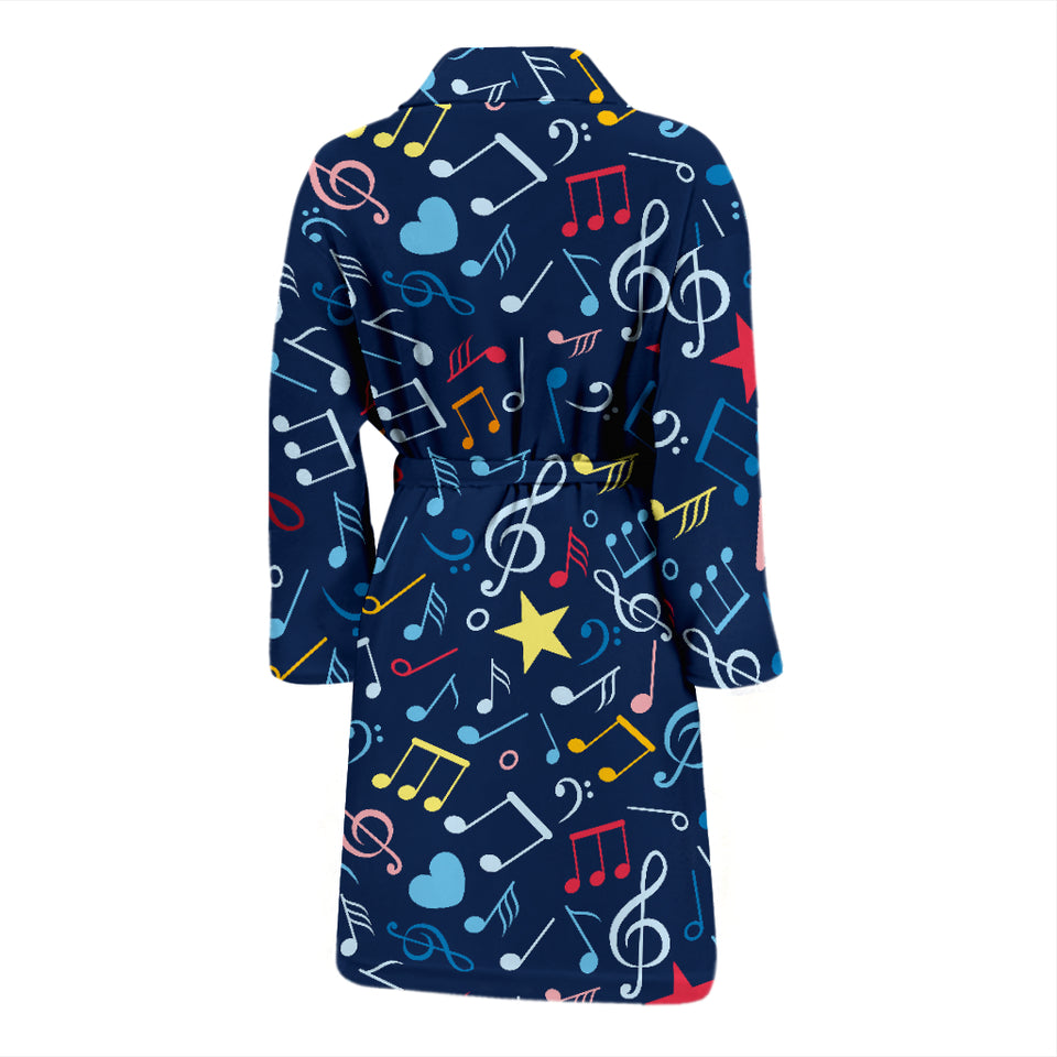 Music Notes Pattern Print Design 03 Men's Bathrobe