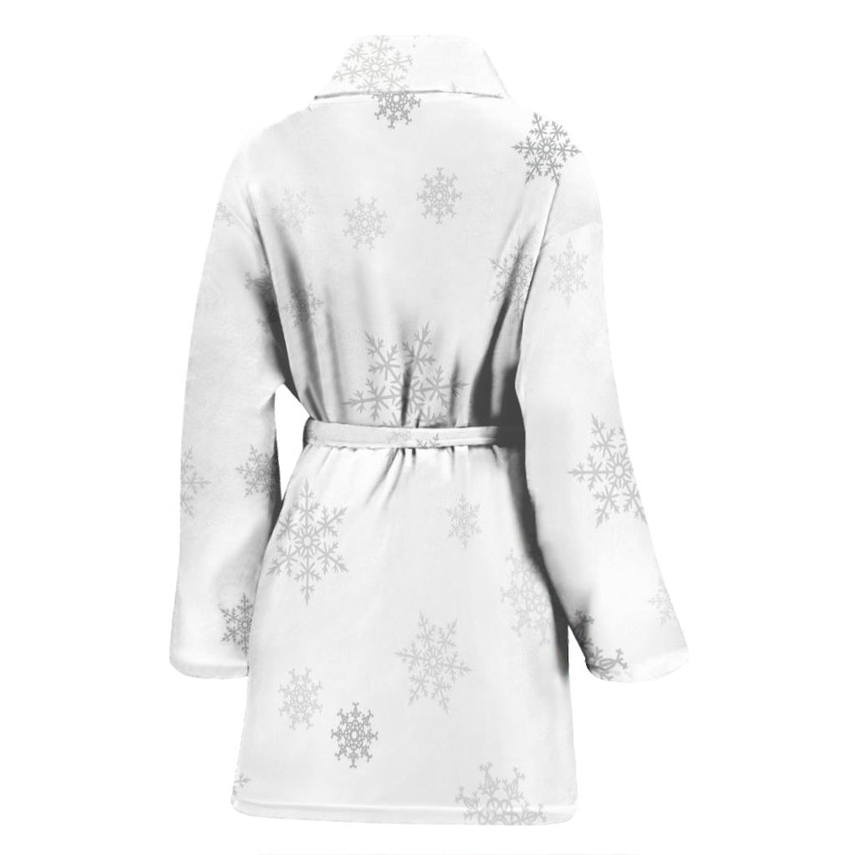 Snowflake Pattern White Background Women'S Bathrobe