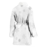 Snowflake Pattern White Background Women'S Bathrobe