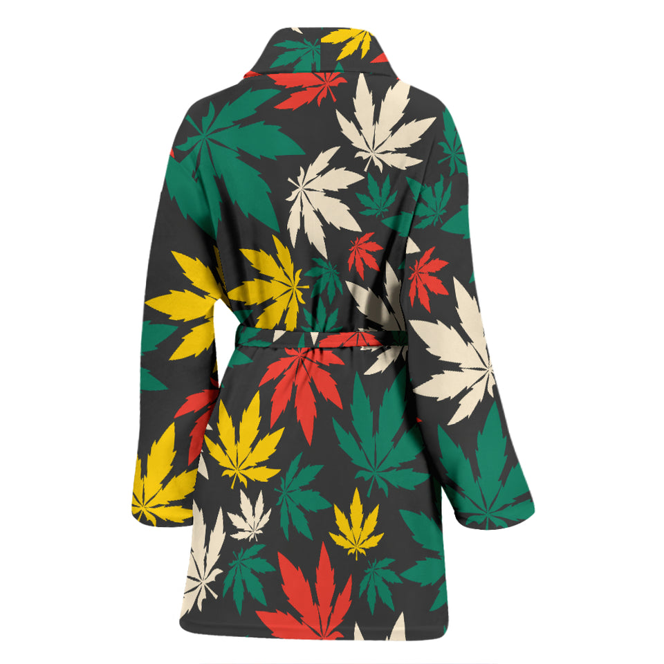 Canabis Marijuana Weed Pattern Print Design 02 Women's Bathrobe