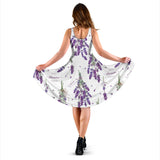 Lavender Flower Design Pattern Sleeveless Midi Dress
