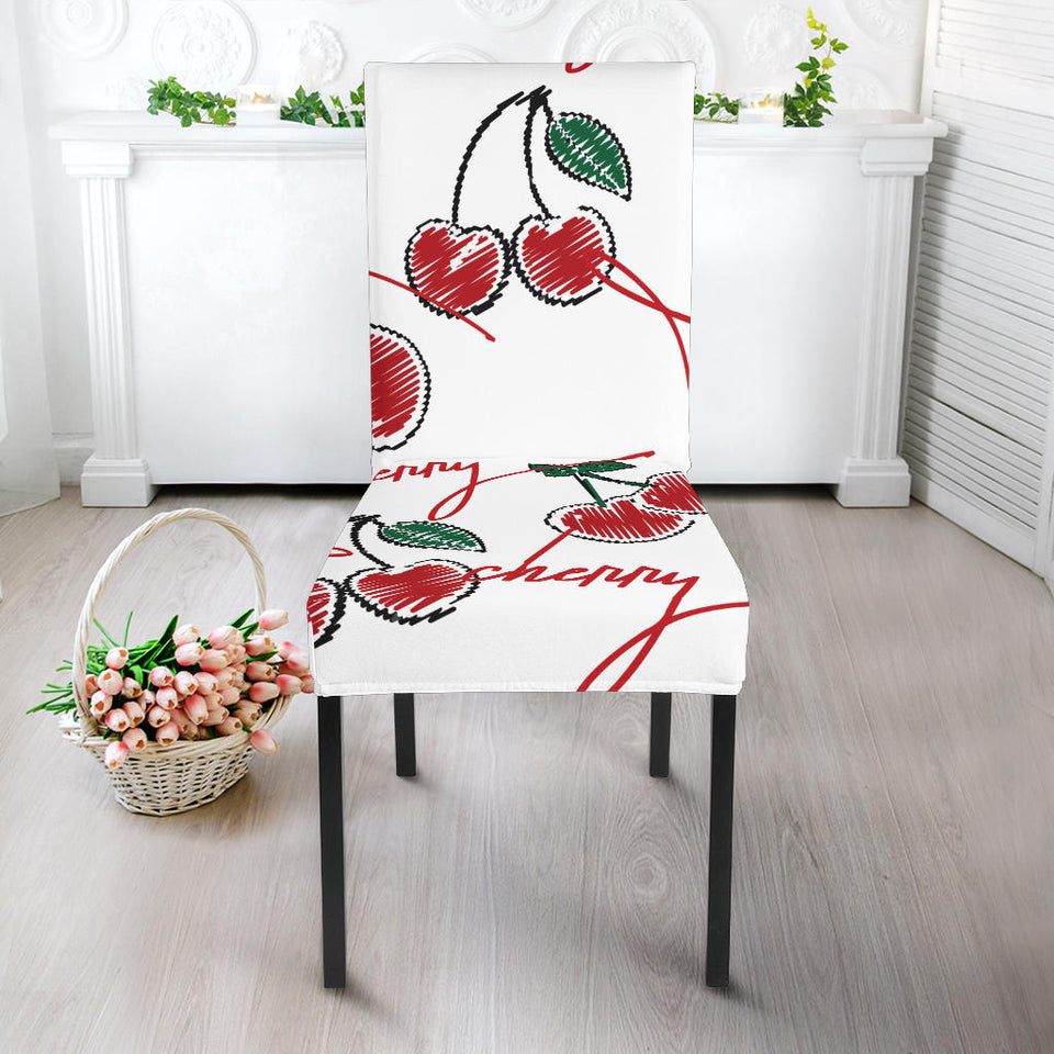 Hand Drawn Cherry Pattern Dining Chair Slipcover