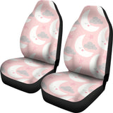 Cute Moon Cloud Star Pattern Pink Dot Background Universal Fit Car Seat Covers