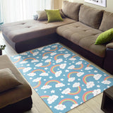 Cute Rainbow Clound Star Pattern Blue Background Area Rug