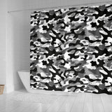 Black White Camo Camouflage Pattern Shower Curtain Fulfilled In US