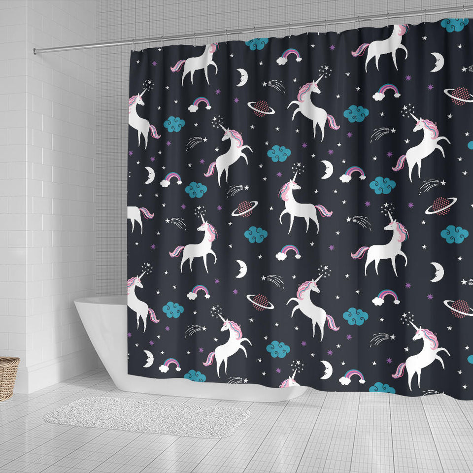 Unicorn Rainbows Moon Clound Star Pattern Shower Curtain Fulfilled In US