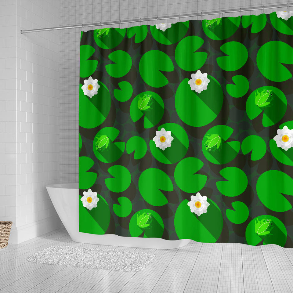 Frog Waterlily Pattern Shower Curtain Fulfilled In US