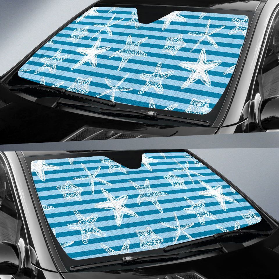 Starfish Blue Blackground Car Sun Shade