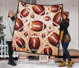 American Football Ball Design Pattern Premium Quilt