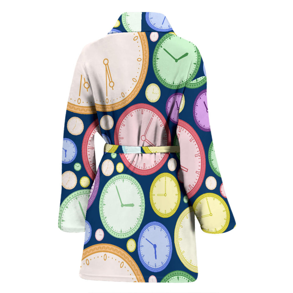 Colorful Clock Background Women'S Bathrobe