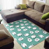 Cute Sheep Green Background Area Rug