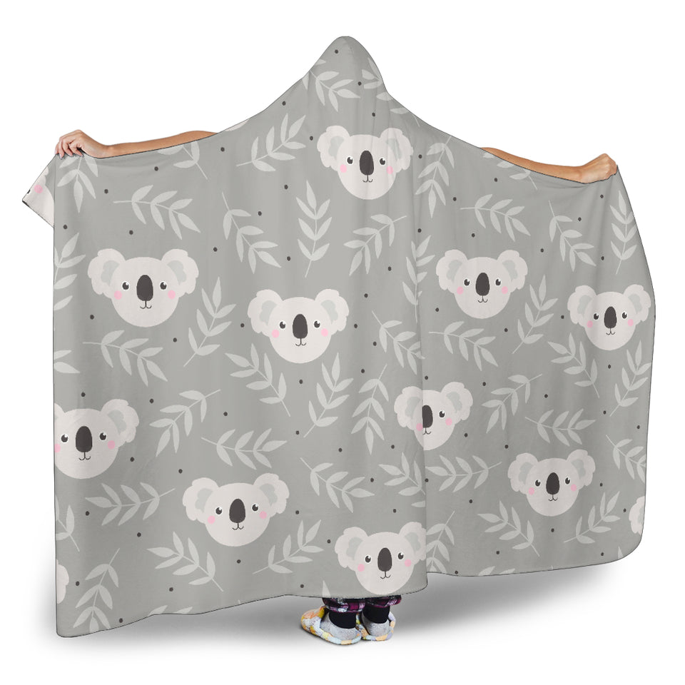 Cute Koala Leaves Pattern Hooded Blanket