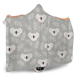 Cute Koala Leaves Pattern Hooded Blanket