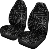 Spider Web Pattern Black Background White Cobweb Universal Fit Car Seat Covers