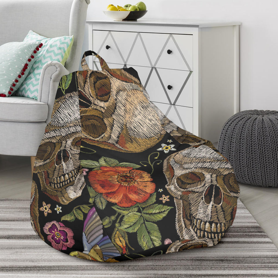 Skull Rose Humming Bird Flower Pattern Bean Bag Cover