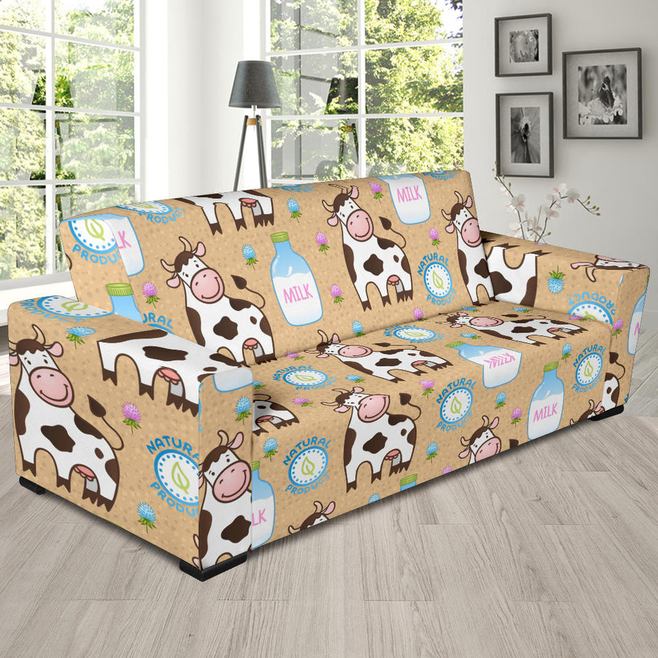 Cow Bottle Of Milk Pattern Sofa Slipcover