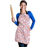 Coral White Heart Pattern Adjustable Apron