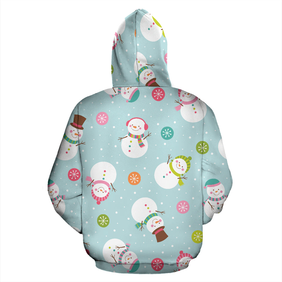 Cute Snowman Snowflake Pattern Zip Up Hoodie
