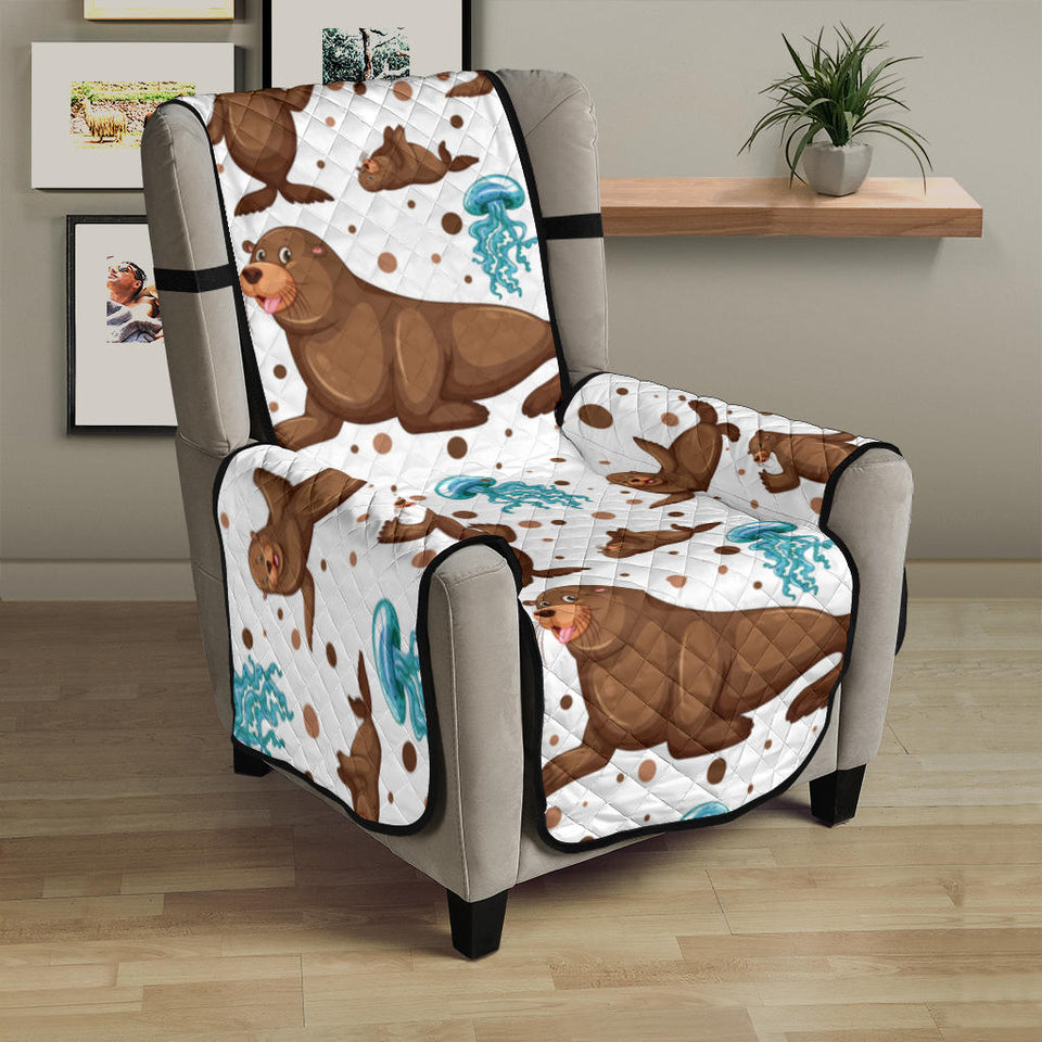 sea lion Seals jellyfish pattern Chair Cover Protector