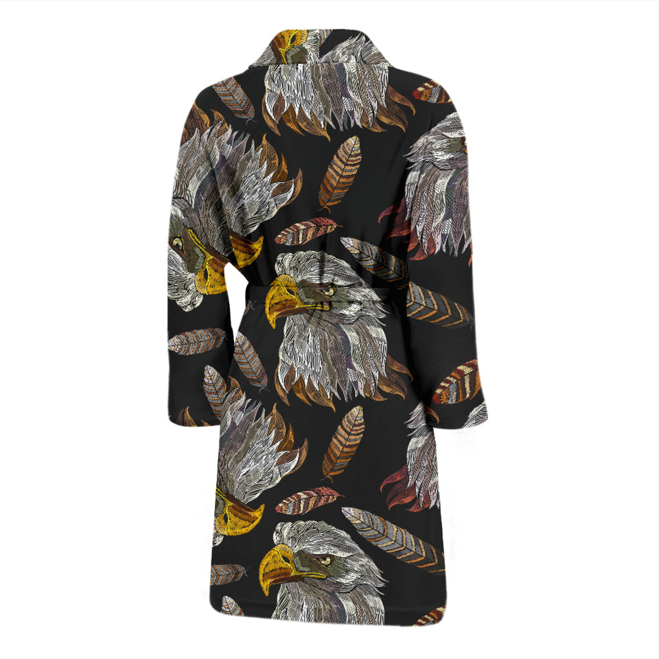 Eagle Pattern Print Design 05 Men's Bathrobe