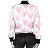 Watercolor Pink Heart Pattern Women'S Bomber Jacket