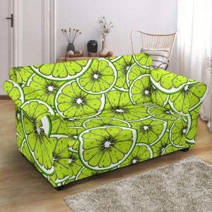 Slices Of Lime Design Pattern Loveseat Couch Slipcover