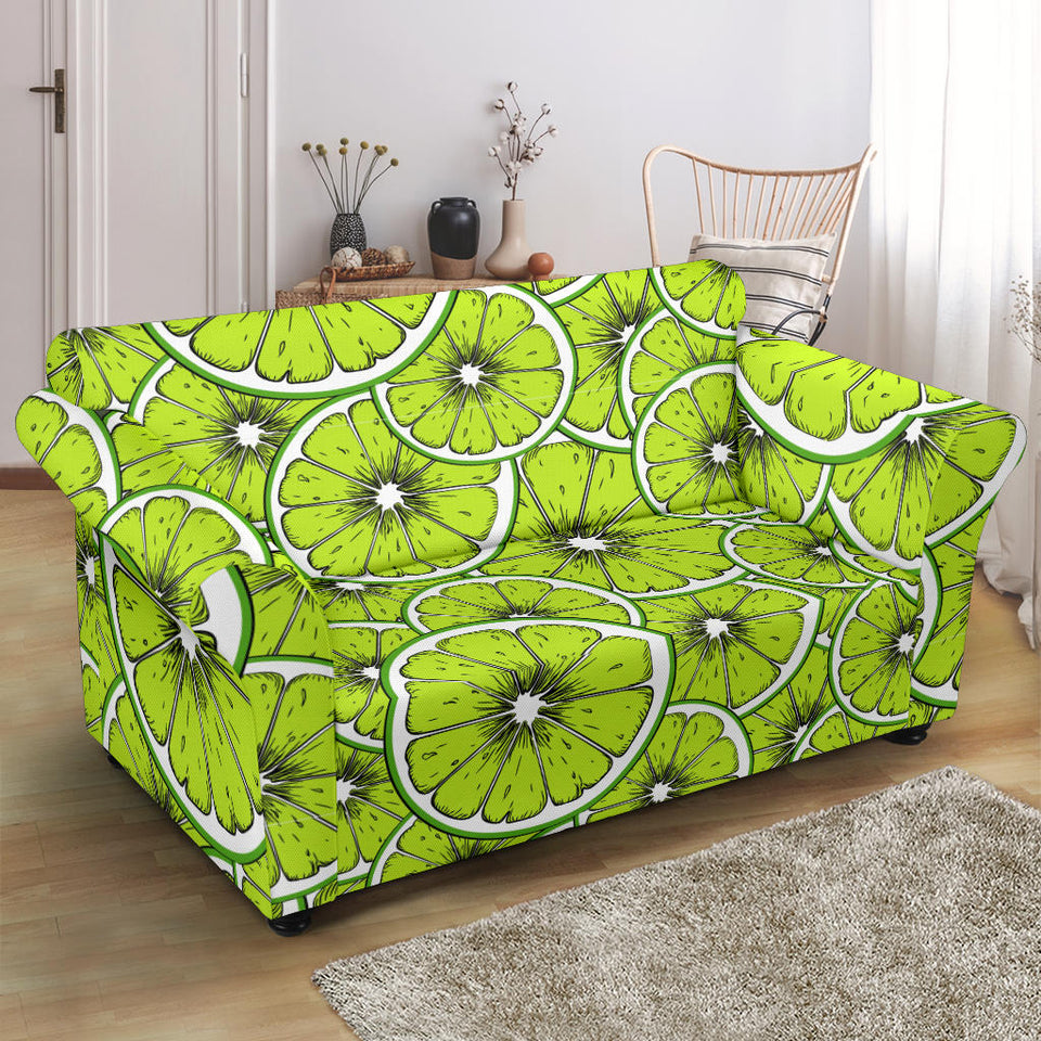 Slices Of Lime Design Pattern Loveseat Couch Slipcover