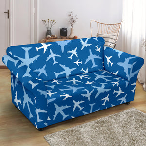 Airplane Pattern In The Sky Loveseat Couch Slipcover