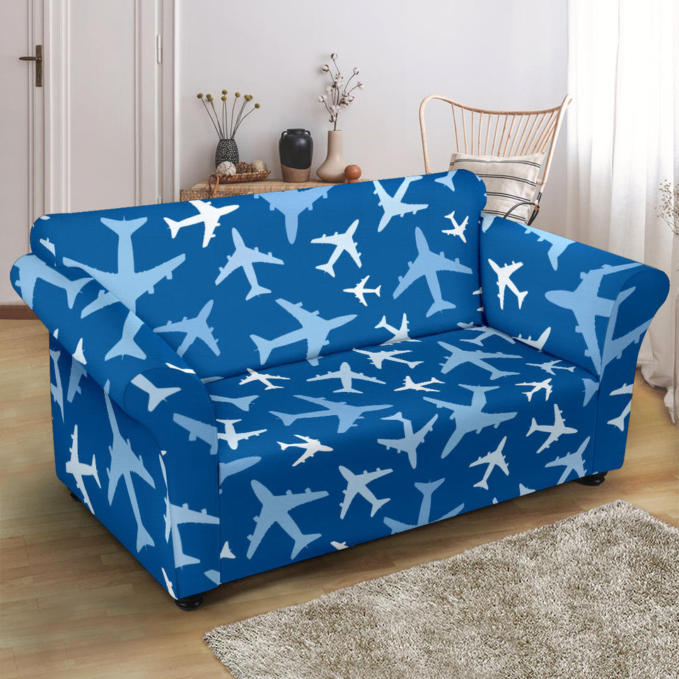 Airplane Pattern In The Sky Loveseat Couch Slipcover