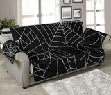 Spider web pattern Black background white cobweb Sofa Cover Protector