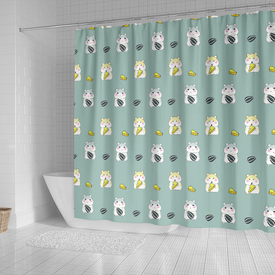 Cute Hamster Cheese Pattern Shower Curtain Fulfilled In US