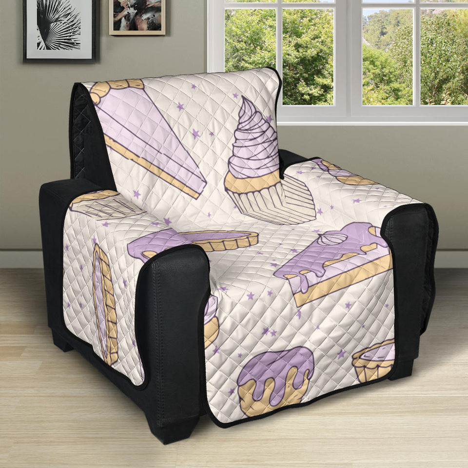 Cakes pies tarts muffins and eclairs purple blueberry topping pattern Recliner Cover Protector