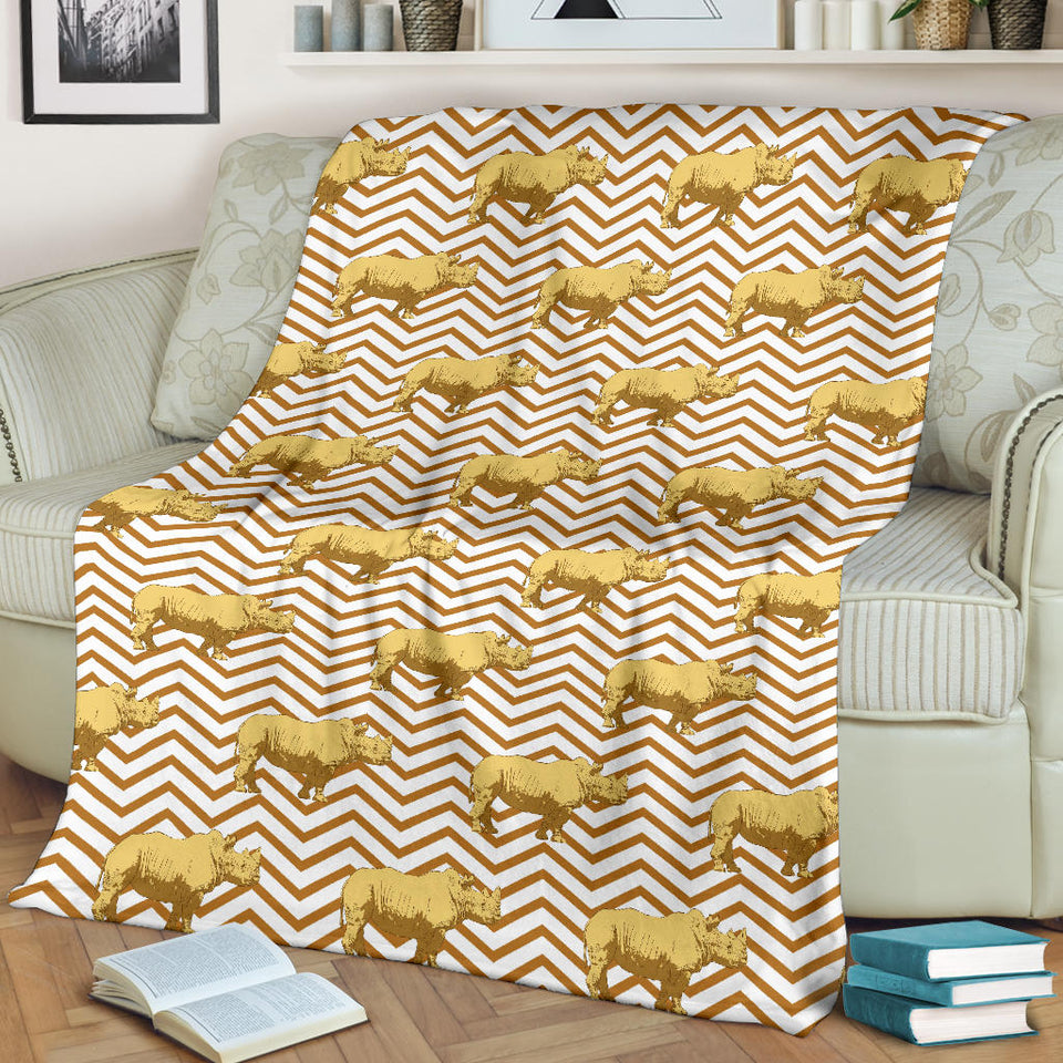 Rhino Yellow Theme Pattern Premium Blanket