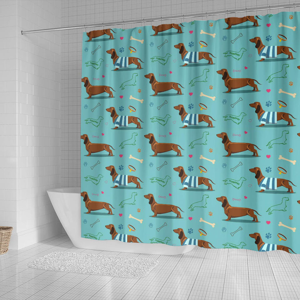 Dachshund Decorative Background Shower Curtain Fulfilled In US