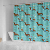 Dachshund Decorative Background Shower Curtain Fulfilled In US