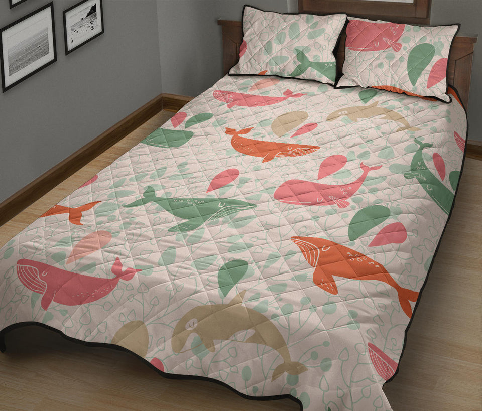 Cute whale pattern Quilt Bed Set