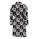 Music Notes Pattern Print Design 01 Men's Bathrobe