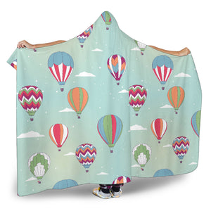 Hot Air Balloon Design Pattern Hooded Blanket