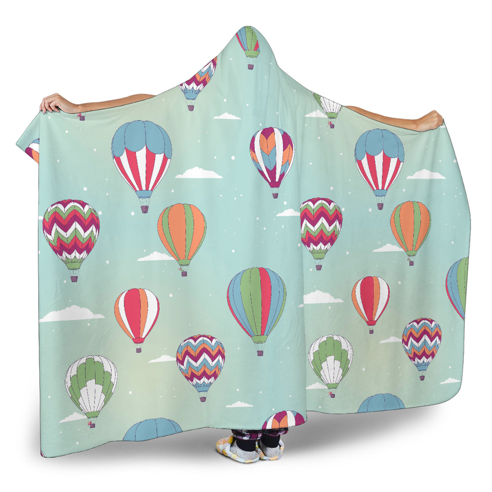 Hot Air Balloon Design Pattern Hooded Blanket