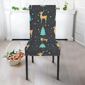 Deers Star Tree Pattern Dining Chair Slipcover