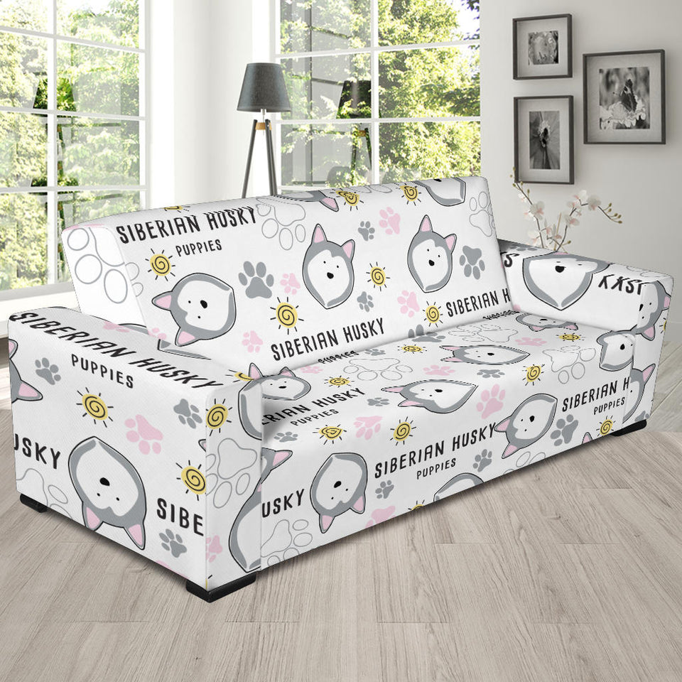 Siberian Husky Design Pattern Sofa Slipcover