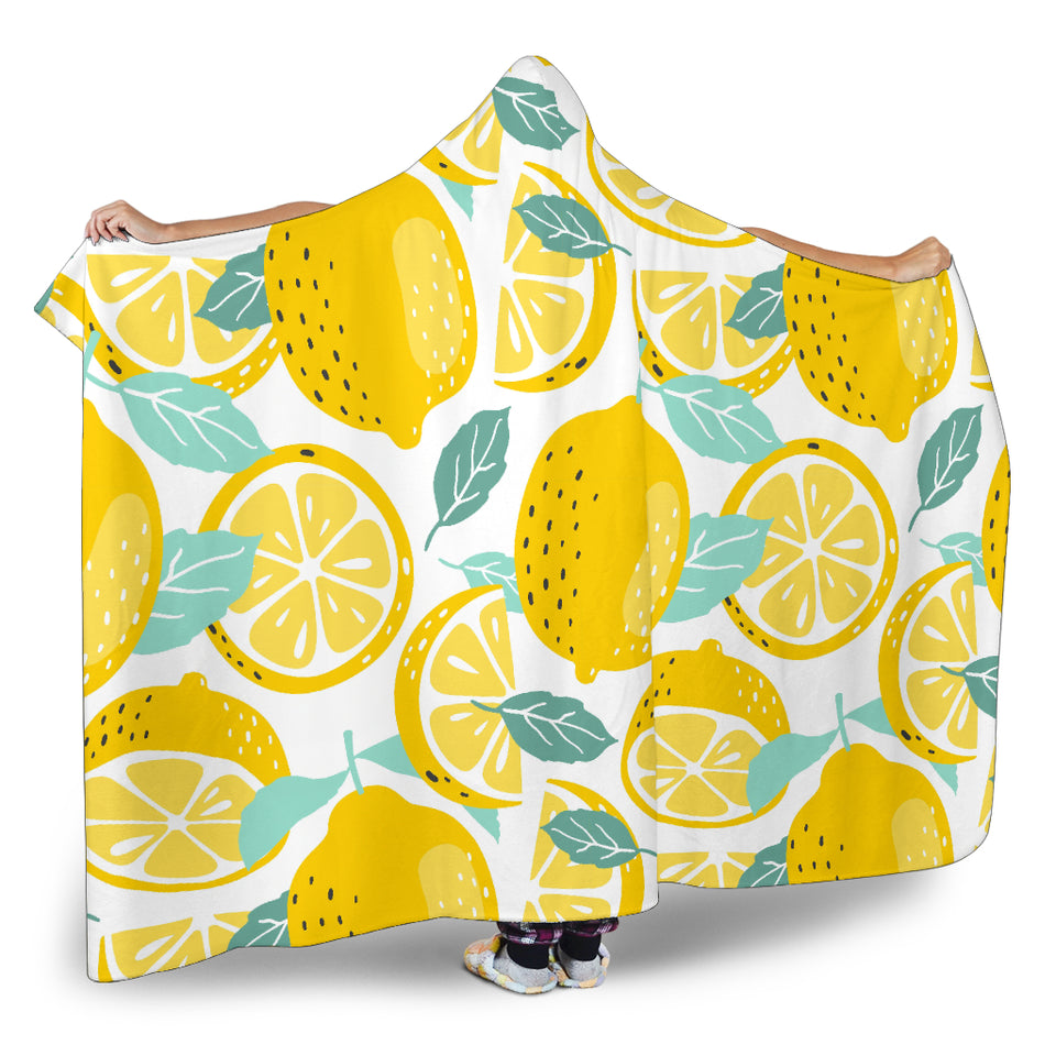 Lemon Design Pattern Hooded Blanket
