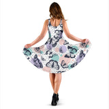 Butterfly Pattern Sleeveless Midi Dress